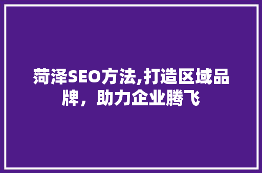 菏泽SEO方法,打造区域品牌，助力企业腾飞