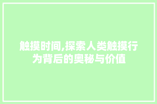 触摸时间,探索人类触摸行为背后的奥秘与价值 触摸时间,探索人类触摸行为背后的奥秘与价值 搜狗优化