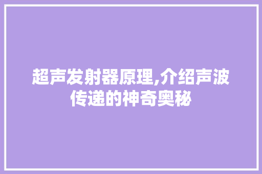 超声发射器原理,介绍声波传递的神奇奥秘 超声发射器原理,介绍声波传递的神奇奥秘 网站开发