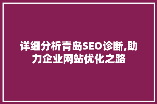 详细分析青岛SEO诊断,助力企业网站优化之路