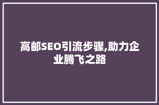 高邮SEO引流步骤,助力企业腾飞之路