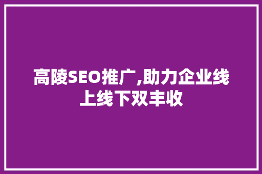 高陵SEO推广,助力企业线上线下双丰收