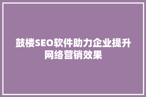 鼓楼SEO软件助力企业提升网络营销效果