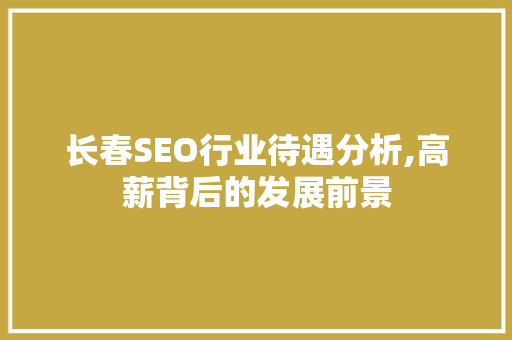 长春SEO行业待遇分析,高薪背后的发展前景