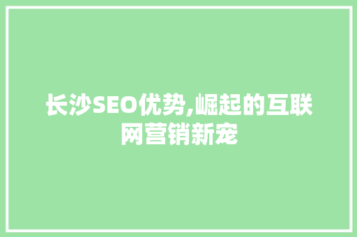 长沙SEO优势,崛起的互联网营销新宠 长沙SEO优势,崛起的互联网营销新宠 网站开发