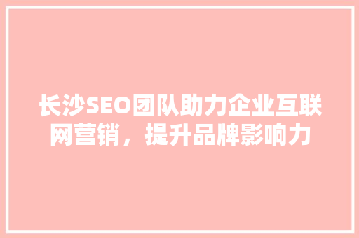 长沙SEO团队助力企业互联网营销，提升品牌影响力