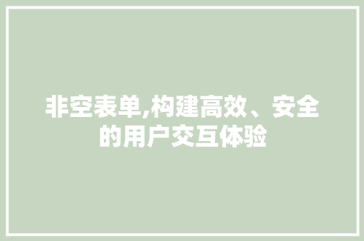 非空表单,构建高效、安全的用户交互体验