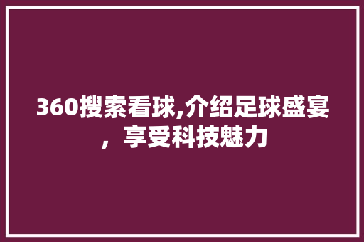 360搜索看球,介绍足球盛宴，享受科技魅力