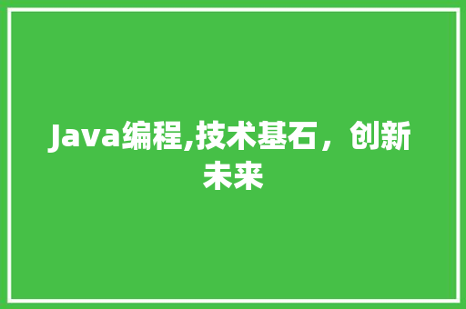 Java编程,技术基石，创新未来