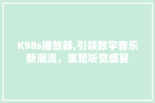 K98s播放器,引领数字音乐新潮流，重塑听觉盛宴 K98s播放器,引领数字音乐新潮流，重塑听觉盛宴 360搜优化