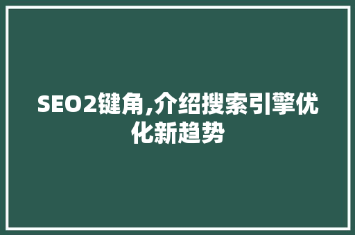 SEO2键角,介绍搜索引擎优化新趋势