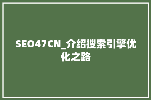 SEO47CN_介绍搜索引擎优化之路