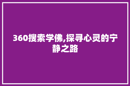 360搜索学佛,探寻心灵的宁静之路