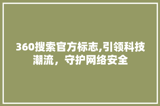 360搜索官方标志,引领科技潮流，守护网络安全