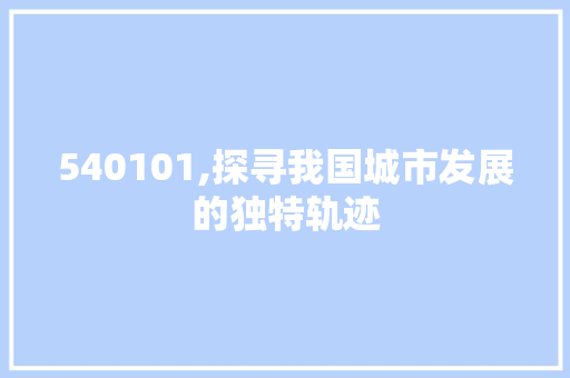 540101,探寻我国城市发展的独特轨迹