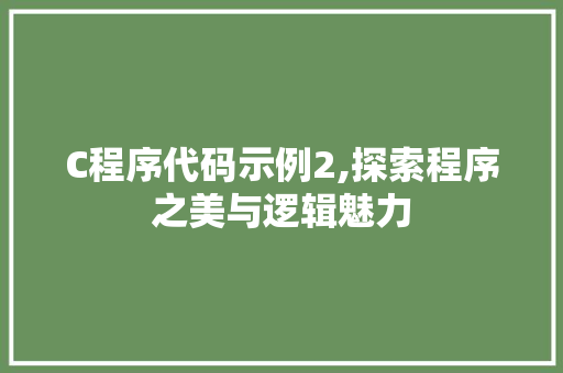 C程序代码示例2,探索程序之美与逻辑魅力