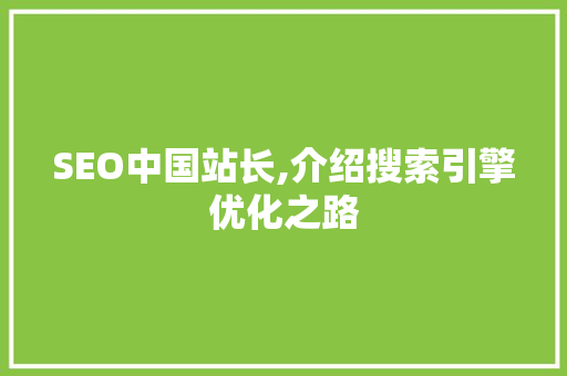 SEO中国站长,介绍搜索引擎优化之路