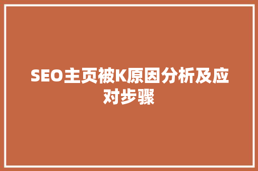 SEO主页被K原因分析及应对步骤