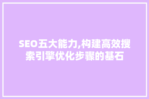 SEO五大能力,构建高效搜索引擎优化步骤的基石 SEO五大能力,构建高效搜索引擎优化步骤的基石 网站优化