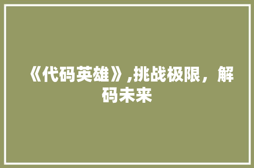 《代码英雄》,挑战极限，解码未来