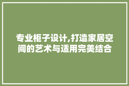 专业柜子设计,打造家居空间的艺术与适用完美结合