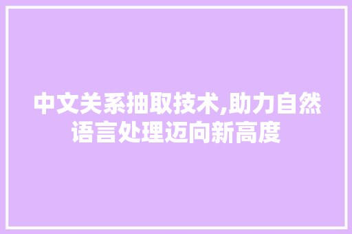 中文关系抽取技术,助力自然语言处理迈向新高度
