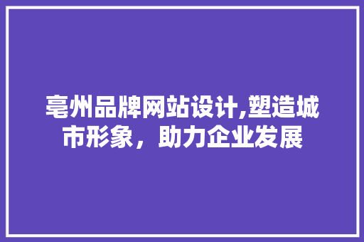 亳州品牌网站设计,塑造城市形象，助力企业发展 亳州品牌网站设计,塑造城市形象，助力企业发展 360搜优化