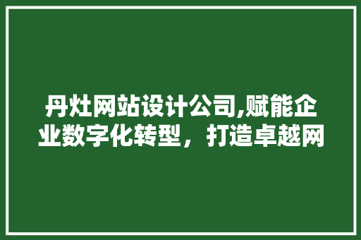 丹灶网站设计公司,赋能企业数字化转型，打造卓越网络品牌形象