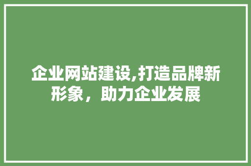 企业网站建设,打造品牌新形象，助力企业发展