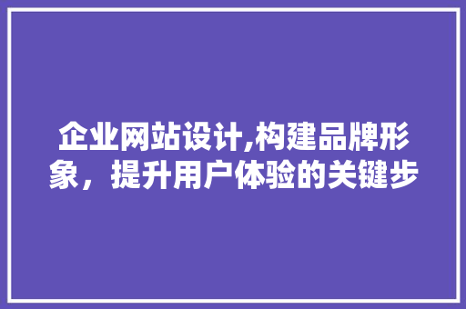 企业网站设计,构建品牌形象，提升用户体验的关键步骤