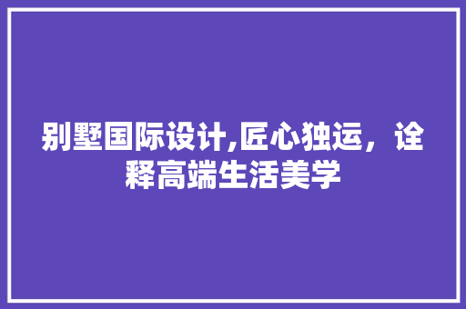 别墅国际设计,匠心独运，诠释高端生活美学
