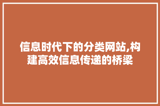 信息时代下的分类网站,构建高效信息传递的桥梁 信息时代下的分类网站,构建高效信息传递的桥梁 英文谷歌算法