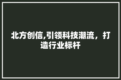 北方创信,引领科技潮流，打造行业标杆 北方创信,引领科技潮流，打造行业标杆 头条优化