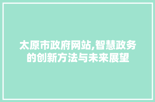 太原市政府网站,智慧政务的创新方法与未来展望