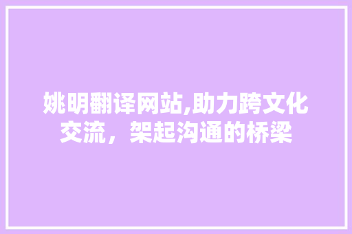 姚明翻译网站,助力跨文化交流，架起沟通的桥梁