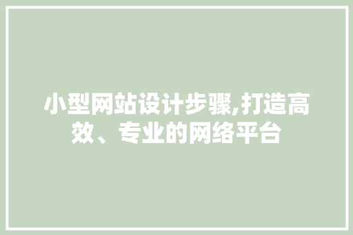 小型网站设计步骤,打造高效、专业的网络平台