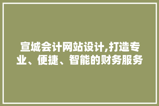宣城会计网站设计,打造专业、便捷、智能的财务服务平台