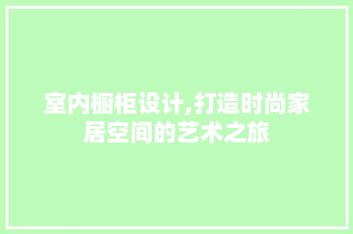 室内橱柜设计,打造时尚家居空间的艺术之旅