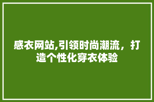 感衣网站,引领时尚潮流，打造个性化穿衣体验