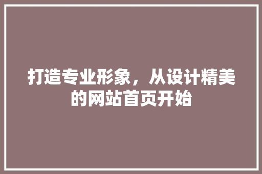 打造专业形象，从设计精美的网站首页开始