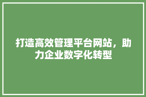 打造高效管理平台网站，助力企业数字化转型 打造高效管理平台网站，助力企业数字化转型 360搜优化