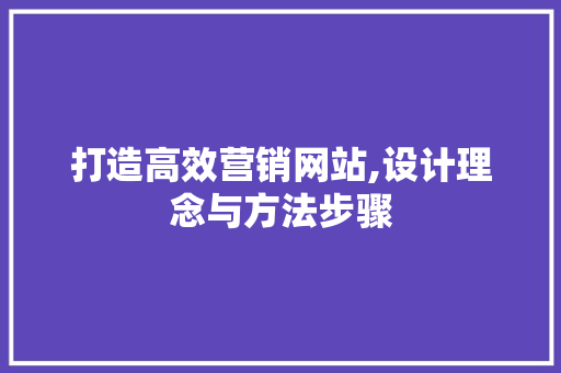 打造高效营销网站,设计理念与方法步骤