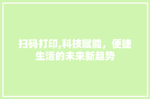 扫码打印,科技赋能，便捷生活的未来新趋势