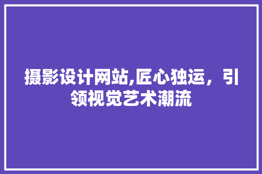 摄影设计网站,匠心独运，引领视觉艺术潮流