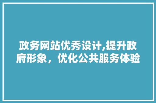 政务网站优秀设计,提升政府形象，优化公共服务体验