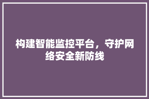 构建智能监控平台，守护网络安全新防线