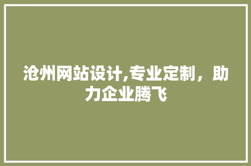 沧州网站设计,专业定制，助力企业腾飞