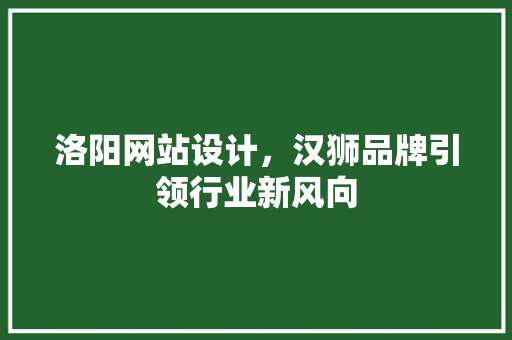 洛阳网站设计，汉狮品牌引领行业新风向