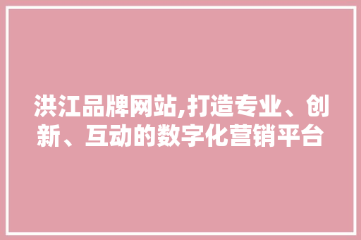 洪江品牌网站,打造专业、创新、互动的数字化营销平台