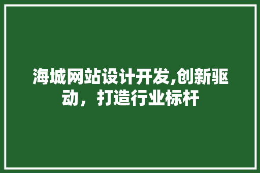 海城网站设计开发,创新驱动，打造行业标杆